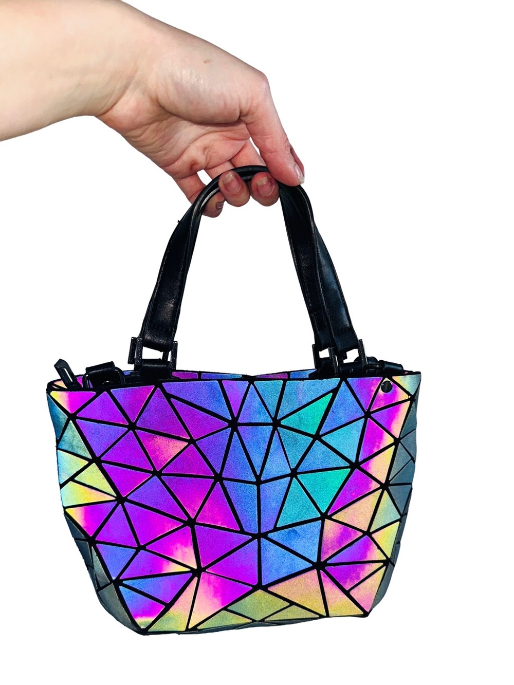 SWIPE FOR A SURPRISE - Black Geometric-Mosaic Mini Bag - Women's Handheld Tote